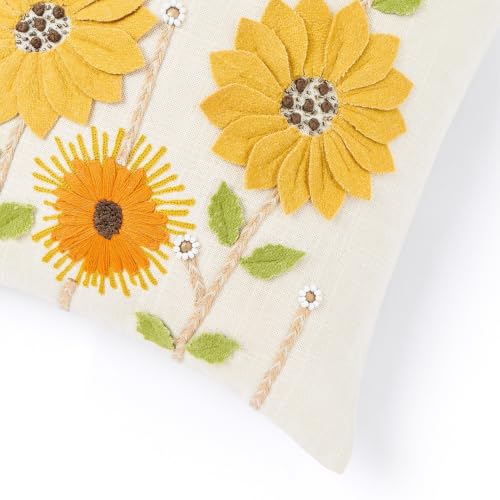 Image of haus & kinder Cushion Cover 16 x 16 Inch | Embroidered Decorative Cushion Cover for Sofa, Bed & Home Decor | Ochre Spire Mustard | Pack of 1