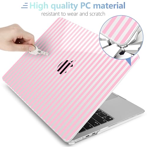 MEEgoodo Case for M5/M4/M3/M2 MacBook Air 15 inch Case 2026 2025 2024 2023, Laptop Shell Fit Model (A3448/A3241/A3114/A2941) for MacBook Air 15.3-inch, Pink Stripes by MEEgoodo - Used condition - Image 4