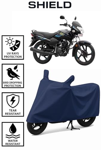 Image of Shield Heavy Duty Bike Cover for TVS Sport | All-Season, Tear-Proof Fabric | with Side Mirror Pocket & Buckle Belt