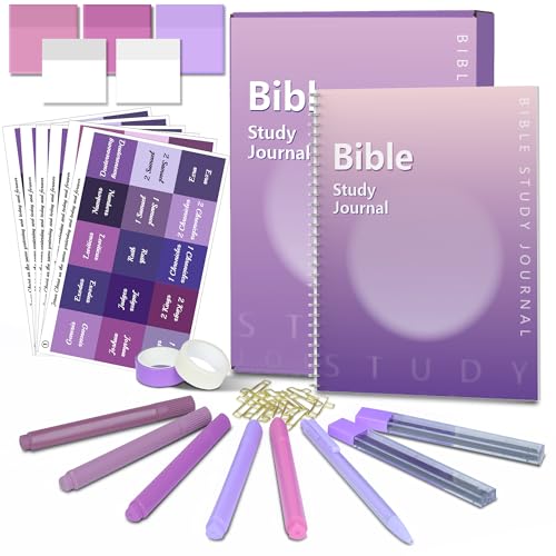 WowMoment Bible Journaling Kit, Bible Study Supplies, Highlighters and Pens No Bleed, Study Tools, Journaling Kit for Women, Bible Tabs and Highlighter Set, Purple