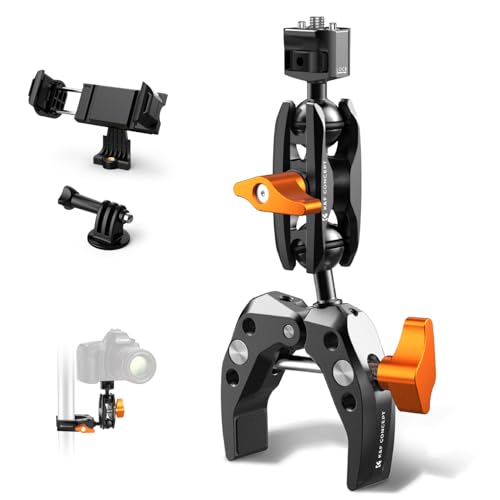 K&F CONCEPT Brazo Mágico con Súper Abrazadera，Magic Arm con Super Clamp Pinza y Cabeza Esférica de 360° Compatible con Cámara/Estabilizador/Teléfono Móvil/GO Pro/dji Action, Carga Máxima:3KG