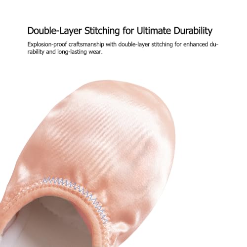 Ballet Shoes for Girls, Toddler Dance Slippers, Premium Satin Ballerina Yoga Flats for Toddler/Little Kid/Big Kid/Women/Boys Pink4