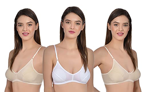 Image of Aimly Women's Cotton Non-Padded Non-Wired Low Coverage Regular Bra Pack of 3