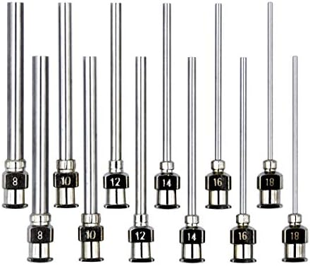 12 Pack Dispensing Needle Set, 1.97inch Stainless Steel Blunt Tip Luer Lock 8, 10, 12, 14, 16, 18 Gauge.