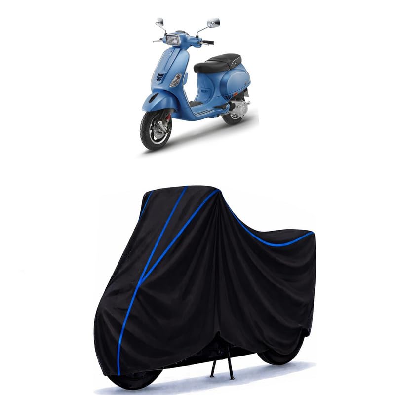 Image of Scooty Cover Water Resistant for SXL 150 | Universal Scooter & Bike Cover | Heavy Duty UV Protection | Dust, Rain & Scratch Protection | Elastic Fit All Weather Indoor Outdoor | Black with Blue Piping