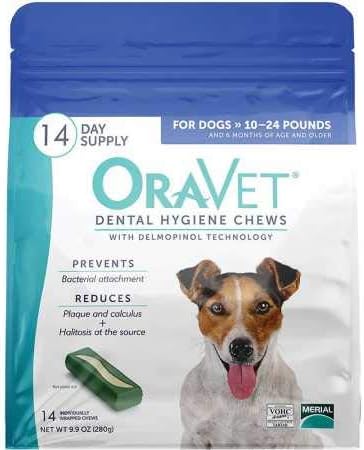 Merial Oravet Dental Hygiene Chew for Small Dogs (10-24 lbs), Dental Treats for Dogs, 14 Count