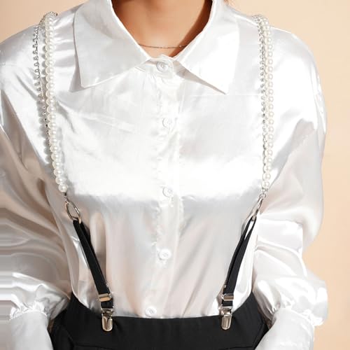 Women Rhinestone Pearl Faux Leather Fashion Suspender Belts Costmes Waist Belt2
