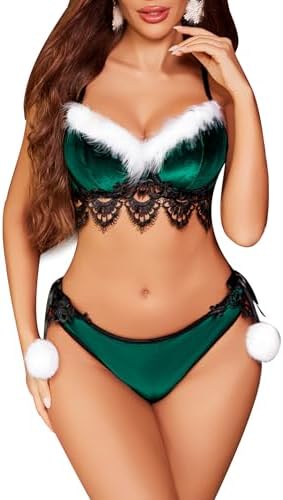 Avidlove Conjunto de Lingerie de Natal com Contraste de Renda de ...