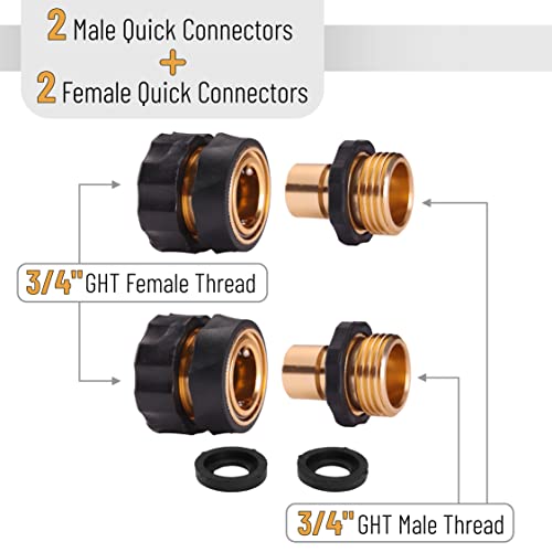 UNCO 3/4 Inch Quick Connectors - Water Hose Sets (2 Female + 2 Male)