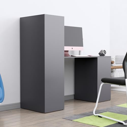Image of Bniture Wooden Study Table for Home | Engineered Wood Study Table with Book Shelf | Multi Purpose Computer Desk for Writing & Study | Laptop Table for Study Room, Office & Workstation | Slate Grey