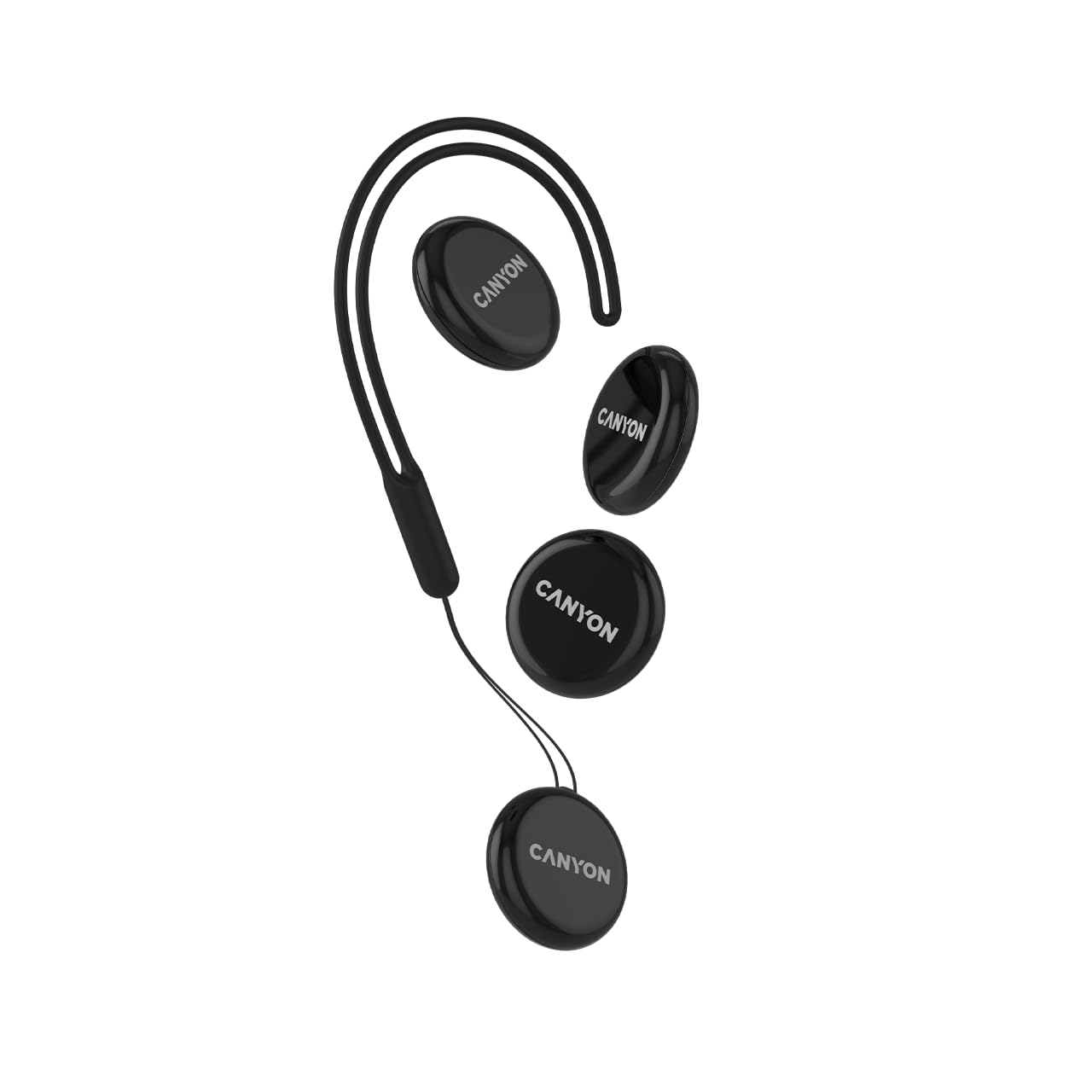 CANYON Smart Tag OnTag 1 Lot de 4 trackers d'articles Bluetooth, certifié Apple Find My, compatible iOS 14.5+, étanche IP66, noir