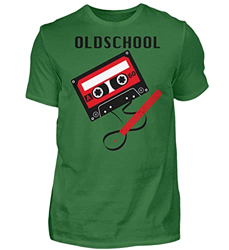 T-shirt homme de qualité supérieure Oldschool Tape vert XL en coton lourd haut de gamme