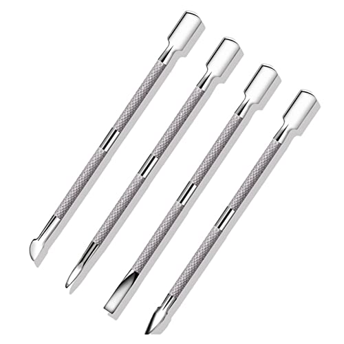4 piezas Empujador de cutículas y recortador de cutículas, herramienta removedora de cutículas de acero inoxidable para exfoliación de uñas y uñas de Gel Cover
