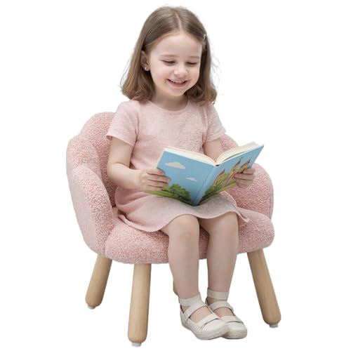 Small Kids Chair, Toddler Chairs Comfy, Kid Couch with Flower Back, Toddler Chair for Kids Room, Wood Table Chairs Upholstered Kid Reading Arm Chair, Desk Chair for Girl/Boy/Bedroom, Pink - Image 4