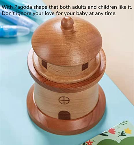 Baby Tooth Box,Personality Pagoda Wooden Kids Keepsake Organizer for Baby Teeth, Design for Kids Deciduous Teeth with Baby Fetal Hair Container