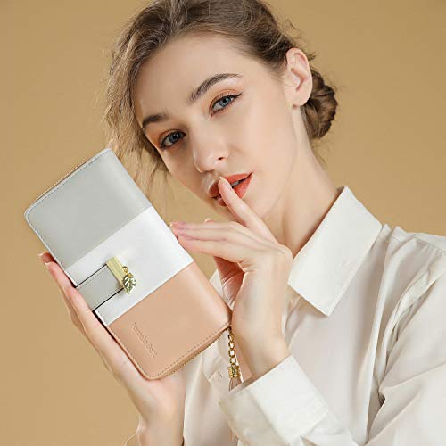 Image of Wallets for Women with Multiple Card Slots and Roomy Compartment (Grey /White /Apricot)