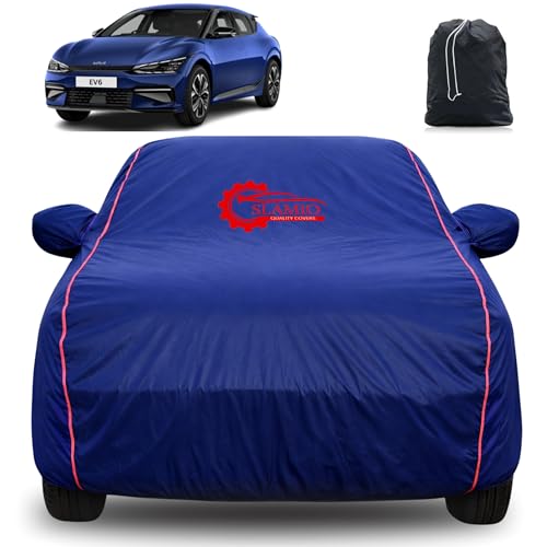 Image of 100% Waterproof Car Cover for Kia Ev6 2022-2026 Model | All-Weather, Dustproof & UV Protection | Heavy-Duty 3-Layer Fabric | Custom Fit with Mirror & Antenna Pocket | Navy Blue