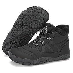 Mishansha Barefoot Niños Botas Niña Invierno Botines Niño Invierno Botas Nieve Impermeable Zapatos de Invierno Negro,Gr.32