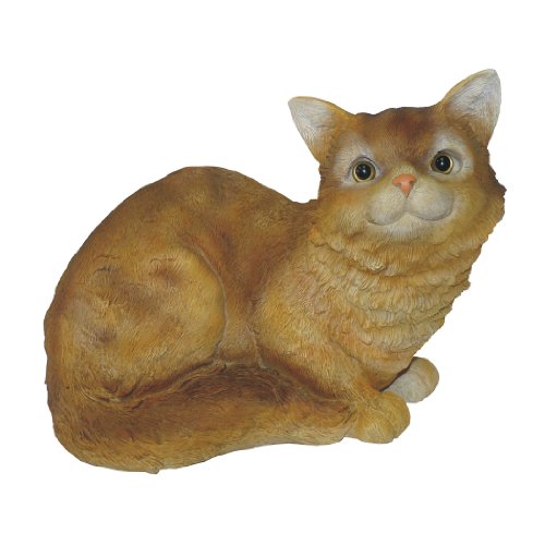 Cat Sitting Down Yellow Statue by Michael Carr Designs - Outdoor Cat Figurine for gardens, patios and lawns (80001Y)