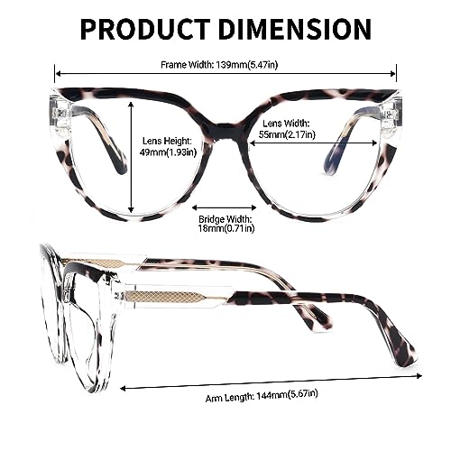 Image of Zeelool Stylish Oversized Cat Eye Blue Light Blocking Glasses for Women Joyce JGT550502-07 Tortoise