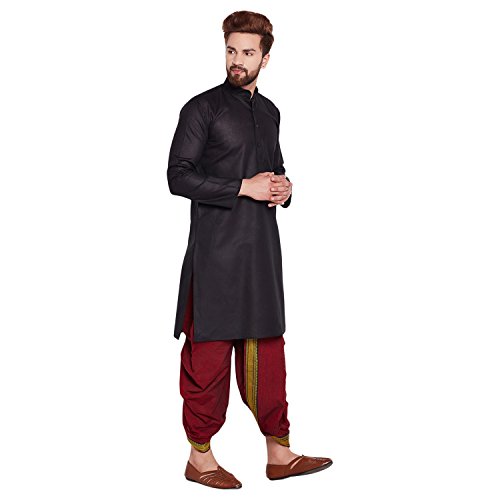 Image of SOJANYA (Since 1958 Men's Brown and Black Cotton Dhoti Kurta Set