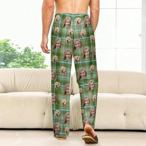 Custom Plaid Pajamas Pants Personalized Funny PJ Pant Design with Photo Face Pajama for Men2