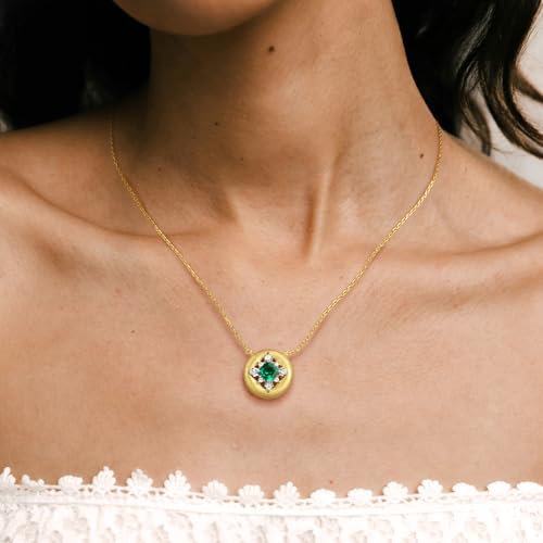 LEONIDS 14K Gold Moissanite or Lab-Grown Emerald Necklaces for Women | 925 Sterling Silver Snowflake Pendant Necklace with Hairline Detailing Non Tarnish | Birthday Jewelry Gifts for Her3