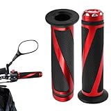 2PCS Motorcycle Handlebar Grips,22mm/24mm Motorbike Handlebar Rubber Grips,Non-slip Motorcycle Handle Bar Hand Grips,Bike Grips,Throttle Grip for Motocross Dirt Pit Bike Motorbike Grips (Red)