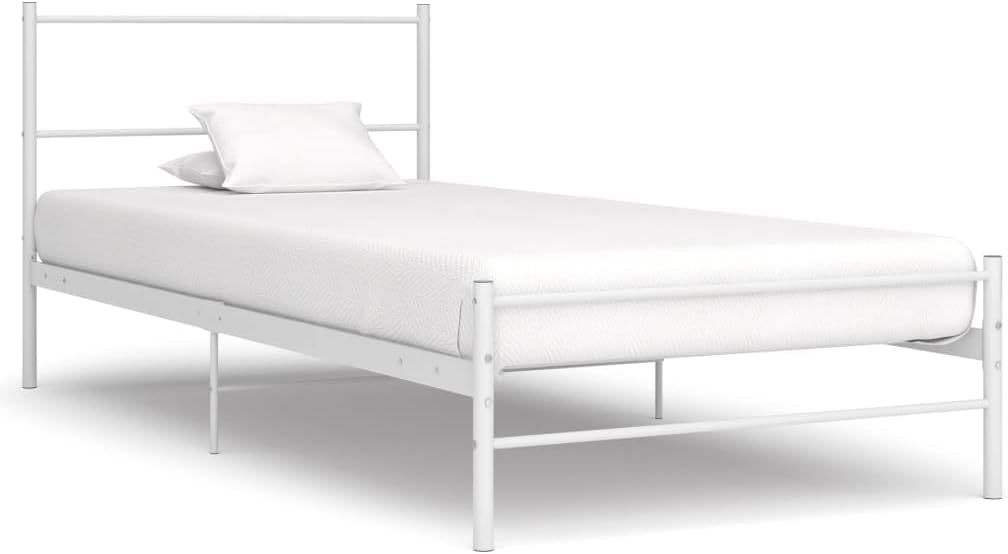 vidaXL Bettgestell Zeitloses Design Metallbett Bett Schlafzimmerbett Einzelbett Schlafzimmermöbel Ehebett Bettrahmen Weiß Metall 90x200cm