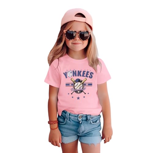 KEKEMI Baseball Shirt for Toddler Boys Girls Baseball Team Print T-Shirt Ballgame Outfit Game Day Tees Cute Summer Sport Tops