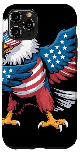 Patriotic USA Eagle Cartoon Flag Sunglasses Mascot X}zP[X iPhone 11 Pro p