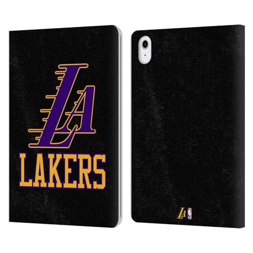 Étui iPad Air 11 Los Angeles Lakers portefeuille cuir noir violet tablette NBA