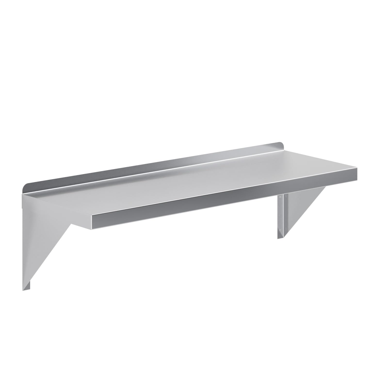 AmGood 12" Width x 36" Length | Stainless Steel Wall Shelf | Turned-Down Edge | Metal Shelving | Heavy Duty | Commercial Grade | Wall Mount | NSF Certified