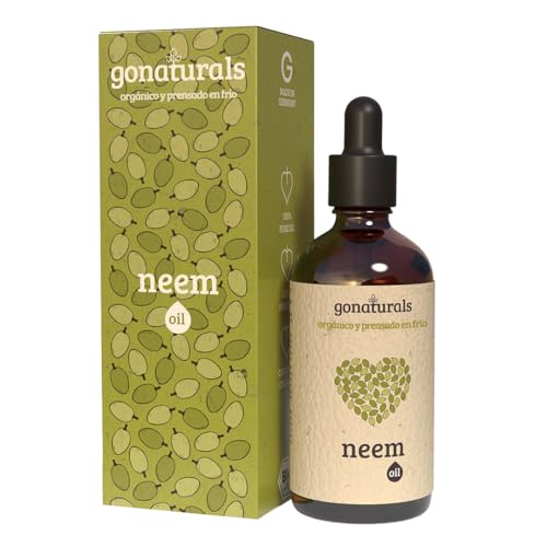 GoNaturals Aceite de Neem Orgánico 100% Puro, 100ml - Aceite Neem para Cabello, Cara y Cuerpo con Efecto Anticaspa y Antiacne - Repelente Natural de Piojos y Mosquitos