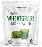 Opportuniteas Organic Raw Wheatgrass Juice Powder - Grown & Dried in USA - Premium Green Superfood Supplement - Vegan & Non-GMO - 4.5 oz