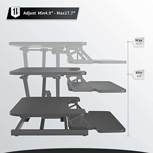 Fezibo 28” Height Adjustable Standing Desk Converter With Usb Charging Port, Quick Sit To Stand Tabletop Dual Monitor, Stand Up Desk Riser For Home Office, Black #TOP3