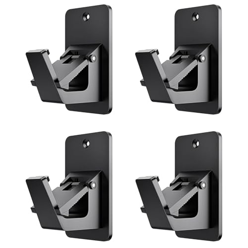 BelleVive 4 Piece Curtain Pole Brackets, No Drill Curtain Pole Holders, Self-Adhesive Curtain Rod Holders, Nail-Free Hooks for Bathroom, Black