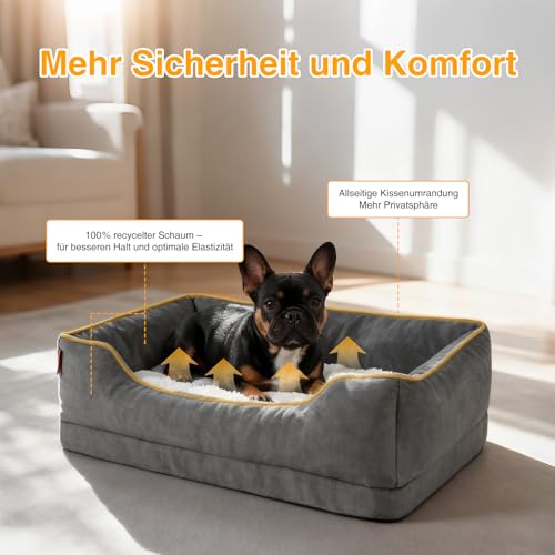 Zedelmaier Orthopädisches Hundebett für mittelgroße & Grosse Hunde, kratzfestes Hundekorb, Dicker Hundekissen, Hundekörbchen waschbar, ergonomisches Hundesofa mit abnehmbarem Bezug, 76×56×24 cm