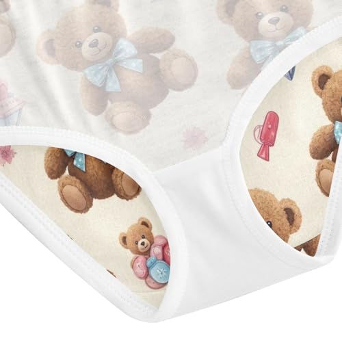Cute Bears Brown Toddler Girls Panties, Girls Underwear, 2T–8 Years4
