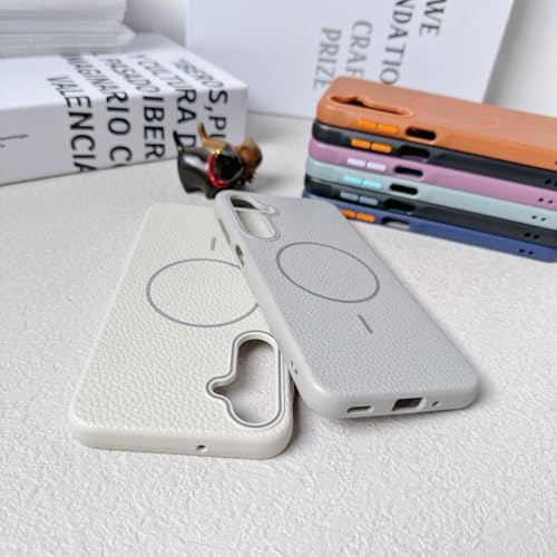 Image of Elzzi Magnetic Case for Samsung Galaxy S25 Ultra, Lychee Texture [Compatible with MagSafe] Premium PC+TPU Back Cover Microfiber Inner Lining, Protective Phone Case (Black)