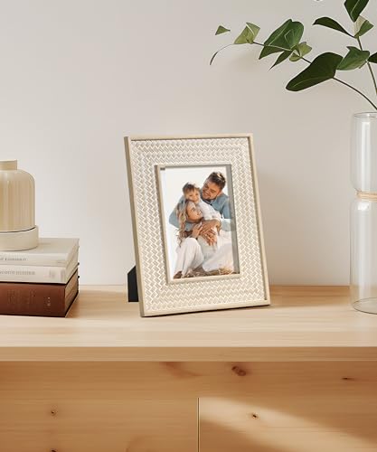 Afuly 5X7 Picture Frame Natural Boho Picture Frames Beige Chic Bohemian Photo Frame Desk Picture Frames For Wall Hangings Home Decor thumb #7