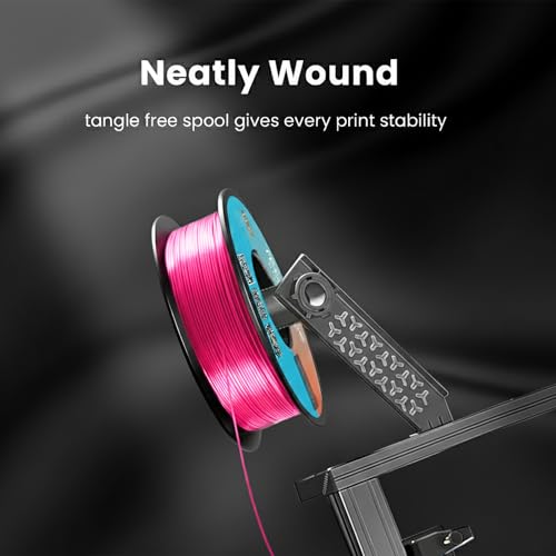 Image of Silk PLA Filament 1.75mm Pink (Magenta) 1KG, Shiny High Gloss Finish, Perfectly Wound, Accuracy + /-0.02mm 3D Printer Filament Vacuum Packaging