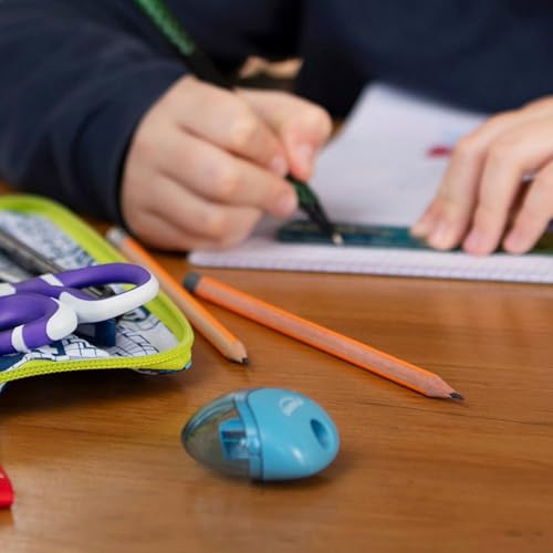 Maped - Set mit 4 Anspitzern von Iglu, 1 Loch mit transparentem Behälter, Schulbedarf für Kinder, ergonomisch und kompakt, 2 blau & 2 gelb