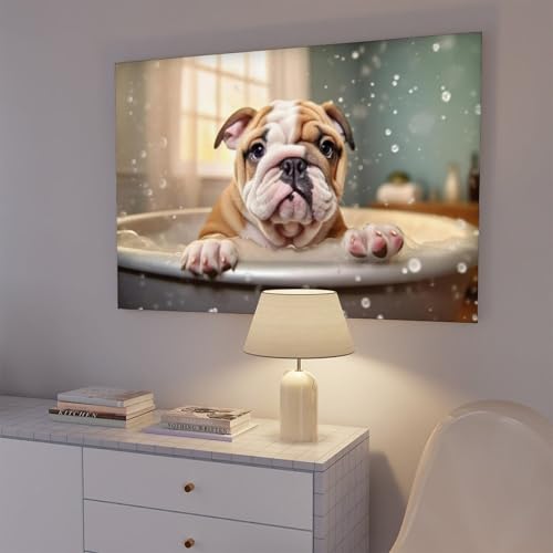 Impression sur toile bouledogue dans la baignoire 40x60cm pour déco murale - 7