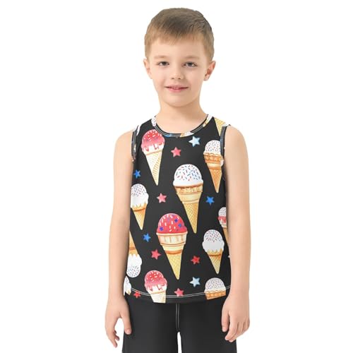 J JOYSAY Icecream Star Shape Black Boys Tank Top Sleeveless Muscle Shirts Quick Dry Kids T-Shirts 3-15T2