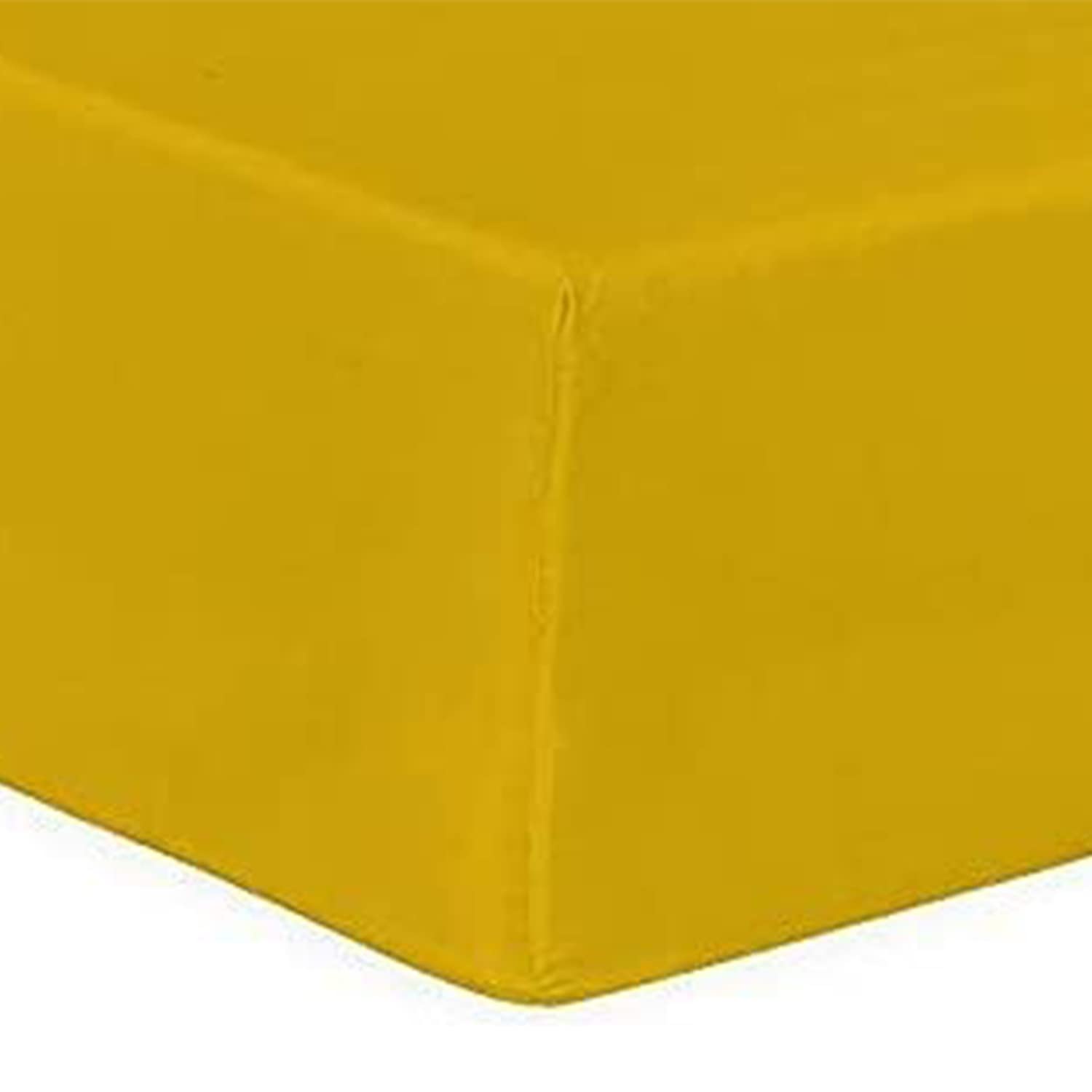 Dtex Homes Mustard Extra Deep Fitted Sheets 16"/40Cm Deep Bedsheets, Single