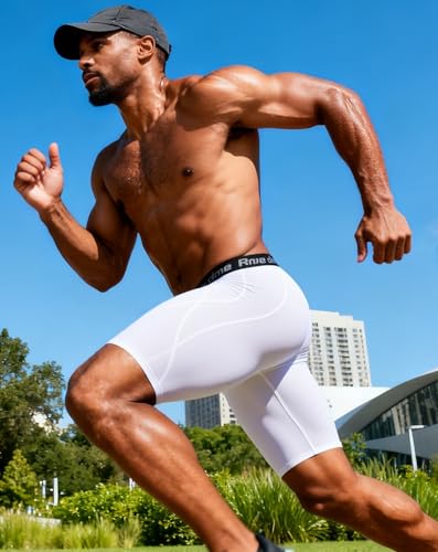 Image of Compression Shorts Men Spandex Sport Gym Shorts Athletic Workout Running Tights Training Underwear