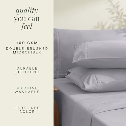 Image of Hearth & Harbor Extra Deep Pocket Sheets - Fits Mattress 18-24 Inches Deep - Extra Deep Pocket Twin Sheets Sets - 4 Piece Twin Size - Light Lavender