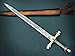 HUNTEX Exclusive Legendary Damascus Steel Medieval Crusader Excalibur Gold Replica Sword 37 Inch Long, Razor Sharp with Genuine Leather Scabbard