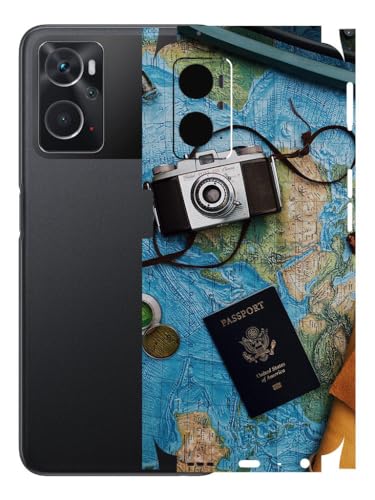 Image of AtOdds - Mobile Back Skin Sticker Wrap Compatible with Oppo K10 (4G) (Coverage - Back+Camera+Sides) (Travel Map)